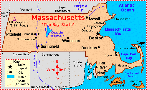 Enchanted Learning Massachusetts Map